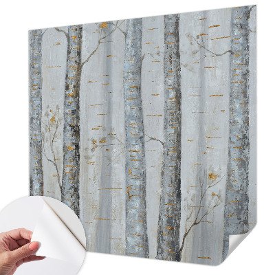 3D-Fototapete fürs Wohnzimmer Birken