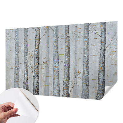 3D-Fototapete fürs Wohnzimmer Birken