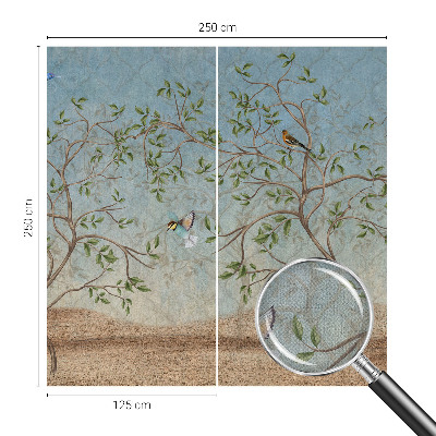 Selbstklebende Fototapete fürs Schlafzimmer Vögel in den Bäumen