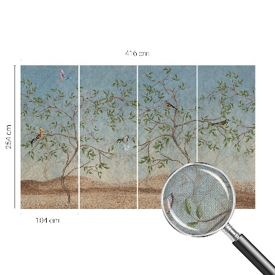 Selbstklebende Fototapete fürs Schlafzimmer Vögel in den Bäumen