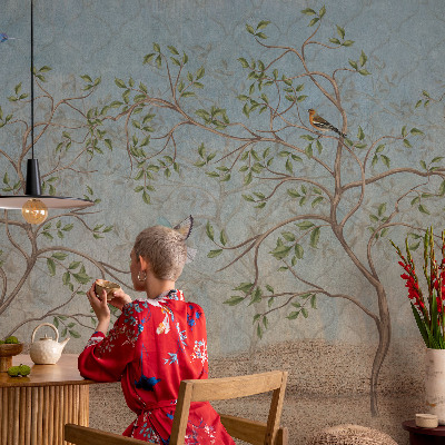 Selbstklebende Fototapete fürs Schlafzimmer Vögel in den Bäumen