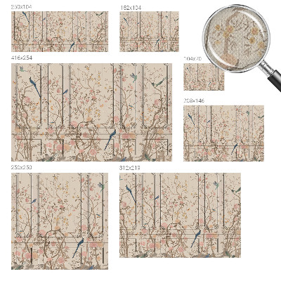 Motivtapete fürs Wohnzimmer Vögel und Blumen