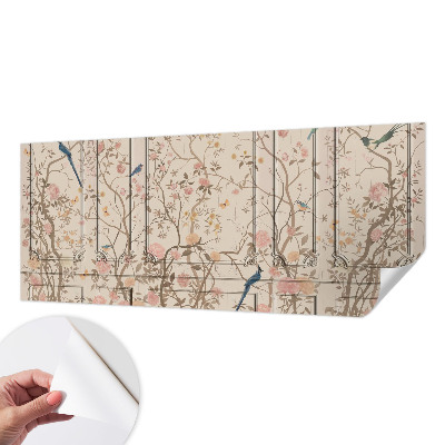 Motivtapete fürs Wohnzimmer Vögel und Blumen