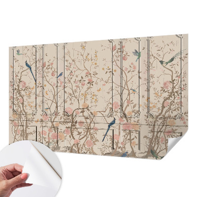 Motivtapete fürs Wohnzimmer Vögel und Blumen