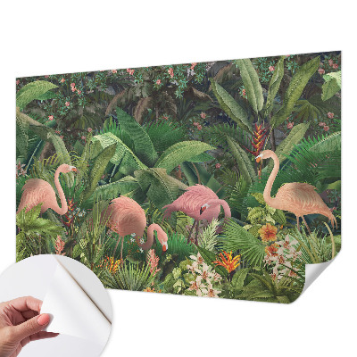 3D-Fototapete fürs Schlafzimmer Rosa Flamingos
