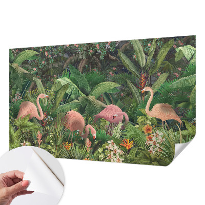 3D-Fototapete fürs Schlafzimmer Rosa Flamingos
