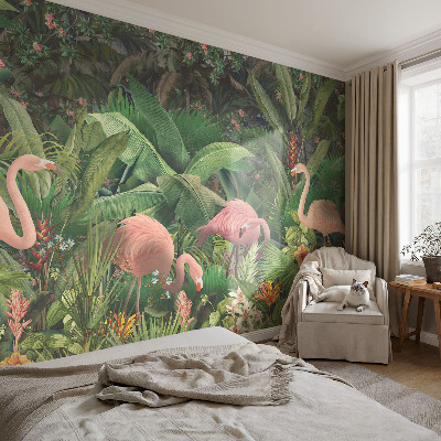 3D-Fototapete fürs Schlafzimmer Rosa Flamingos