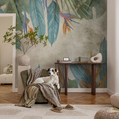 Selbstklebende Fototapete fürs Schlafzimmer Tropische Blumen