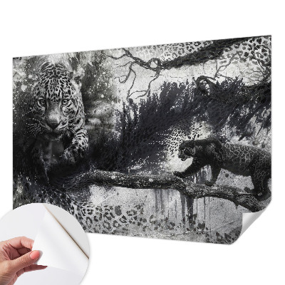 Selbstklebende Fototapete fürs Wohnzimmer Abstrakte Leoparden