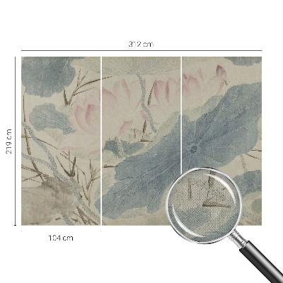 3D-Fototapete fürs Wohnzimmer Lotusblätter