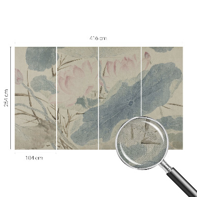 3D-Fototapete fürs Wohnzimmer Lotusblätter