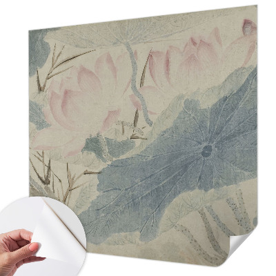 3D-Fototapete fürs Wohnzimmer Lotusblätter