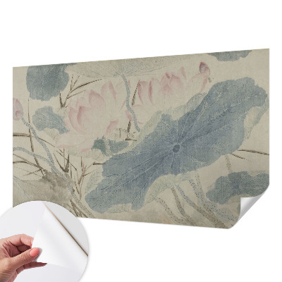 3D-Fototapete fürs Wohnzimmer Lotusblätter