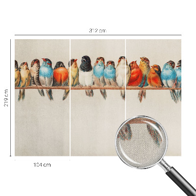 Selbstklebende Fototapete für die Wand Vögel auf einem Ast