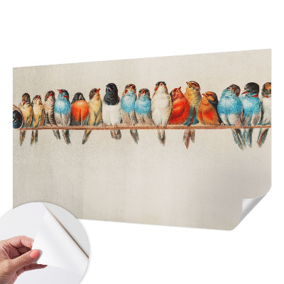 Selbstklebende Fototapete für die Wand Vögel auf einem Ast