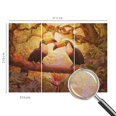 3D-Fototapete fürs Wohnzimmer Bunte Tukane