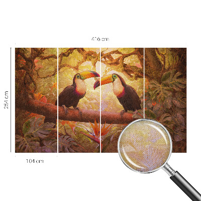 3D-Fototapete fürs Wohnzimmer Bunte Tukane