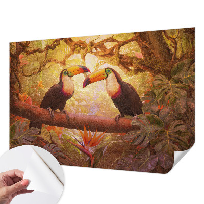 3D-Fototapete fürs Wohnzimmer Bunte Tukane