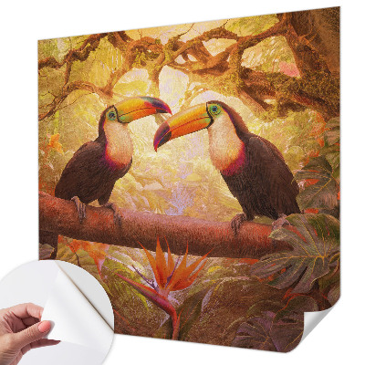 3D-Fototapete fürs Wohnzimmer Bunte Tukane