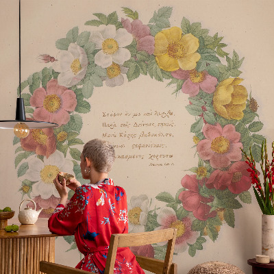 Hochwertige Bildtapete Blumenkranz
