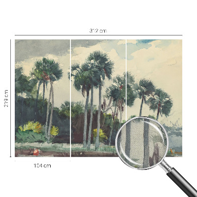 Selbstklebende Fototapete fürs Schlafzimmer Exotische Palmen