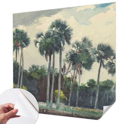 Selbstklebende Fototapete fürs Schlafzimmer Exotische Palmen