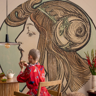 3D-Fototapete fürs Schlafzimmer Jugendstilporträt