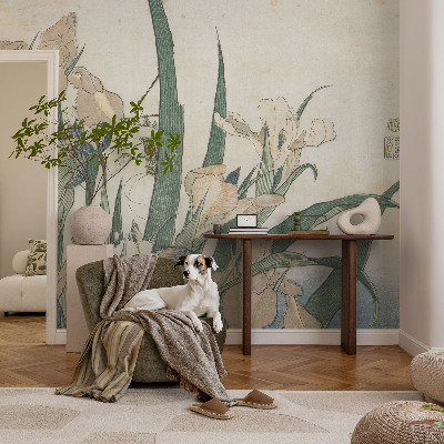 3D-Fototapete fürs Schlafzimmer Zarte Schwertlilien