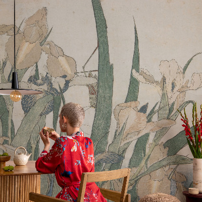 3D-Fototapete fürs Schlafzimmer Zarte Schwertlilien