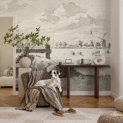 Selbstklebende Fototapete fürs Schlafzimmer Ländliche Idylle