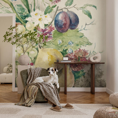Selbstklebende Fototapete fürs Kinderzimmer Blüten und Früchte
