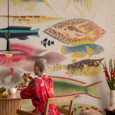 Selbstklebende Fototapete fürs Wohnzimmer Bunte Fische
