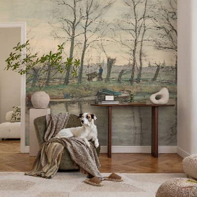 Selbstklebende Fototapete fürs Schlafzimmer Winterlandschaft