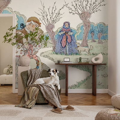 Selbstklebende Fototapete fürs Kinderzimmer Romantische Szene