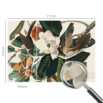 3D-Fototapete fürs Schlafzimmer Vögel Magnolien