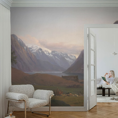 3D-Fototapete fürs Wohnzimmer Bergpanorama