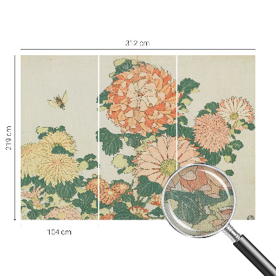 3D-Fototapete fürs Wohnzimmer Chrysanthemenblüten