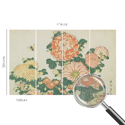 3D-Fototapete fürs Wohnzimmer Chrysanthemenblüten