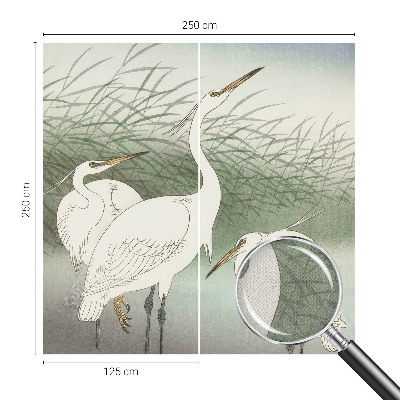 Vintage tapete Reiher im Gras