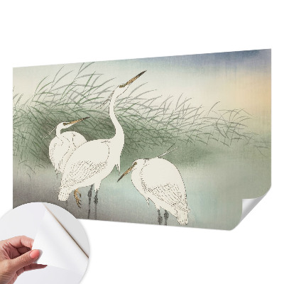 Vintage tapete Reiher im Gras