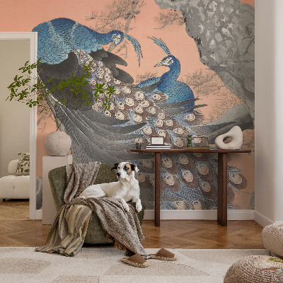 Selbstklebende Fototapete fürs Wohnzimmer Pfaueneleganz