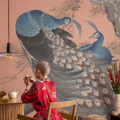 Selbstklebende Fototapete fürs Wohnzimmer Pfaueneleganz