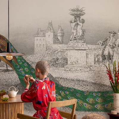 Selbstklebende Fototapete fürs Schlafzimmer Bunte Federn