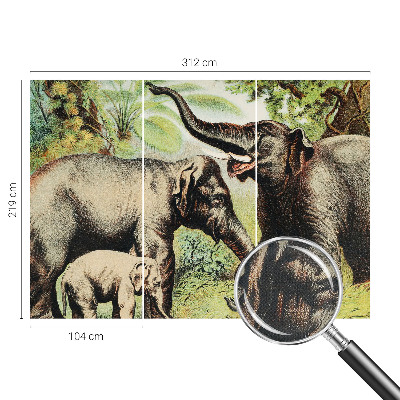 3D-Fototapete fürs Wohnzimmer Elefantenfamilie