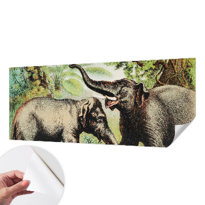 3D-Fototapete fürs Wohnzimmer Elefantenfamilie