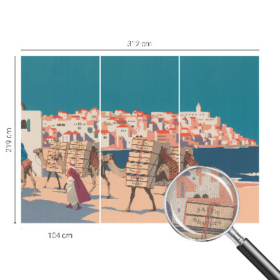 3D-Fototapete fürs Wohnzimmer Kamelkarawane