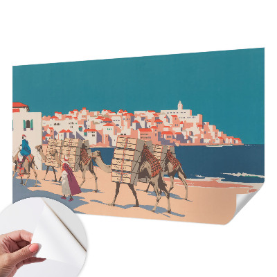 3D-Fototapete fürs Wohnzimmer Kamelkarawane