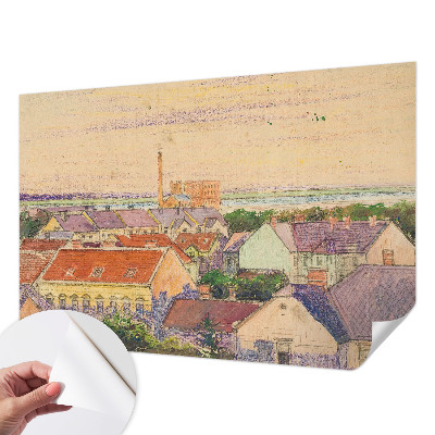 3D-Fototapete fürs Schlafzimmer Stadtdächer