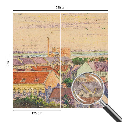 3D-Fototapete fürs Schlafzimmer Stadtdächer