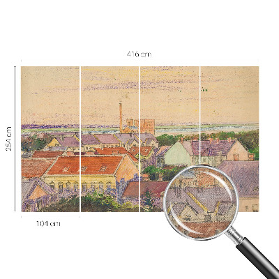 3D-Fototapete fürs Schlafzimmer Stadtdächer